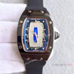 Swiss Richard Mille RM07-1 Copy Watch Black Ceramic Case Blue & Diamond